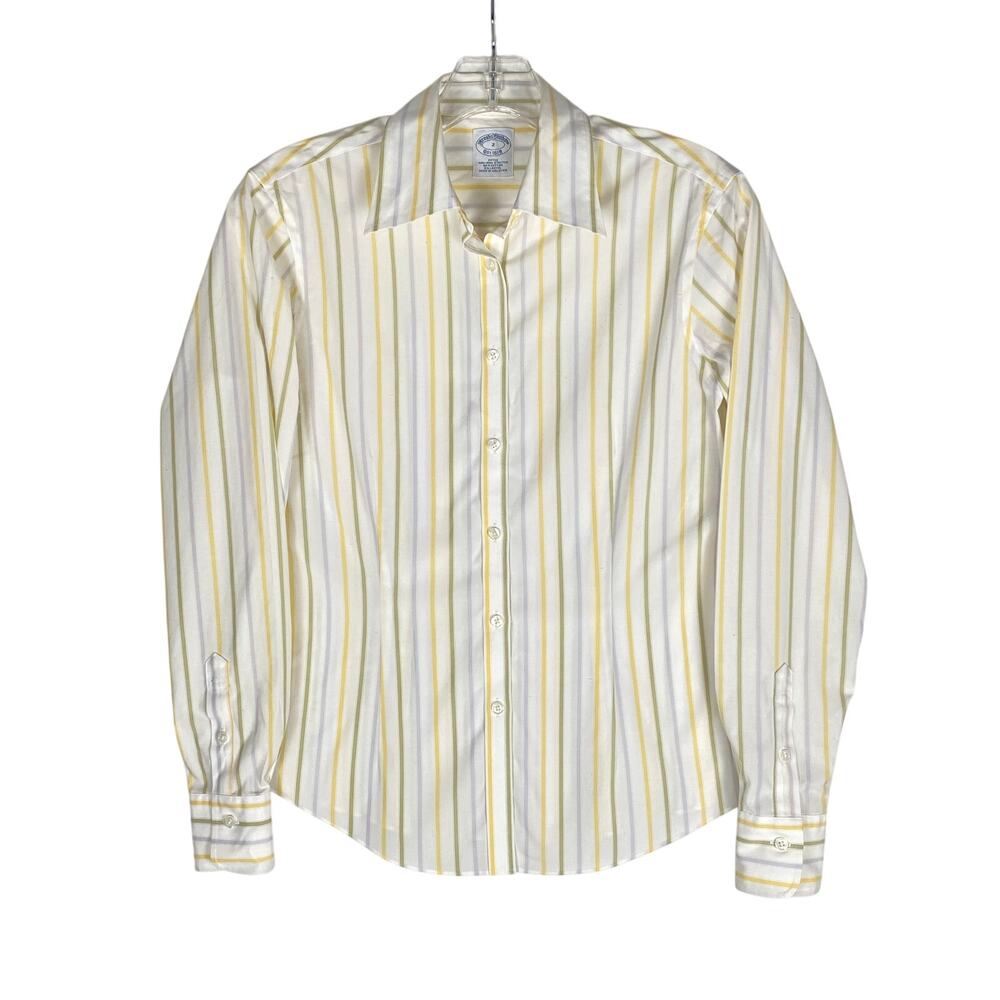 Brooks Brothers Striped Button Up Shirt Women 2 Preppy Classic Ivy League Office